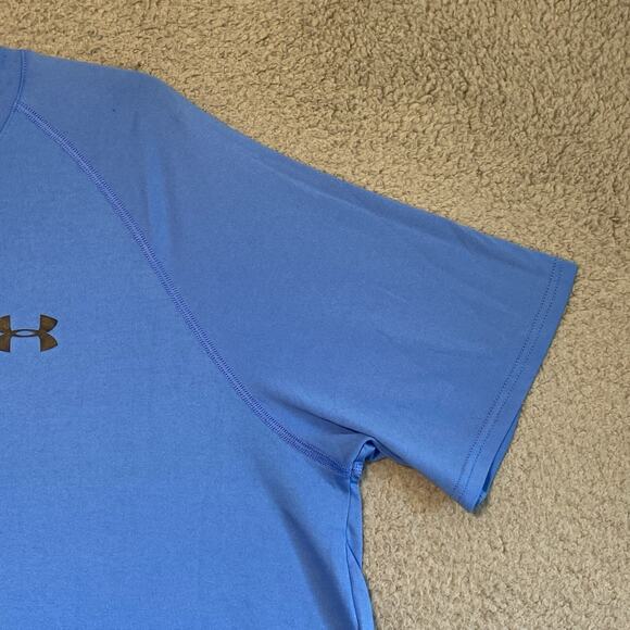 Under Armour Mens Shirt XL Heatgear Crew Neck Blue Casual Athleisure Adult - Picture 3 of 16